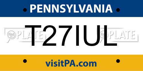 T27IUL Pennsylvania License Plate