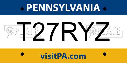 T27RYZ Pennsylvania License Plate
