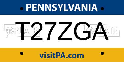 T27ZGA Pennsylvania License Plate