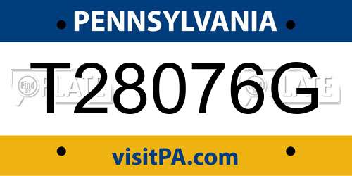 T28076G Pennsylvania License Plate