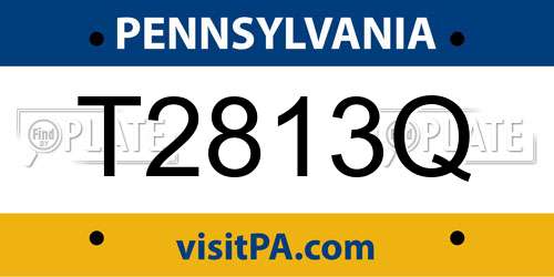 T2813Q Pennsylvania License Plate