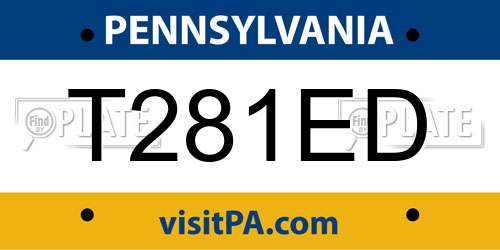 T281ED Pennsylvania License Plate