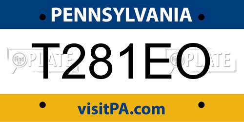 T281EO Pennsylvania License Plate
