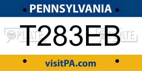 T283EB Pennsylvania License Plate