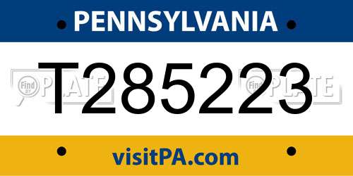 T285223 Pennsylvania License Plate