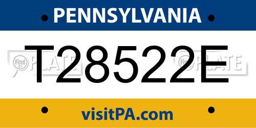 T28522E Pennsylvania License Plate
