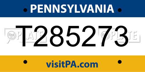 T285273 Pennsylvania License Plate