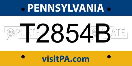 T2854B Pennsylvania License Plate