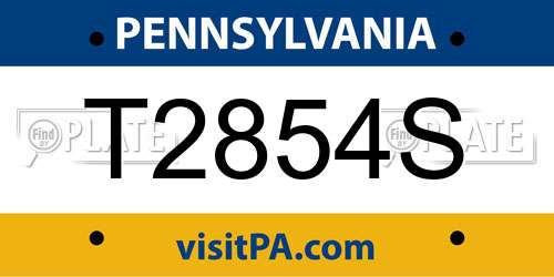 T2854S Pennsylvania License Plate