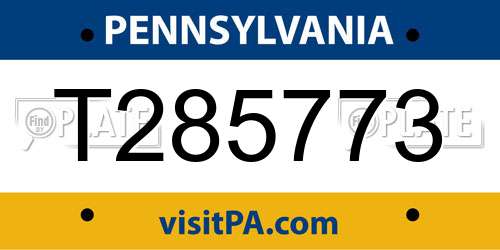 T285773 Pennsylvania License Plate