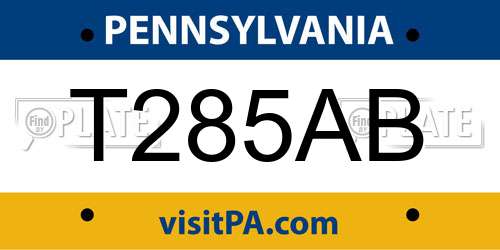 T285AB Pennsylvania License Plate