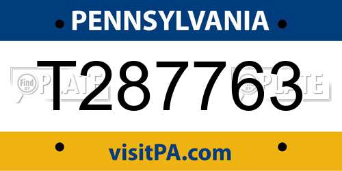 T287763 Pennsylvania License Plate