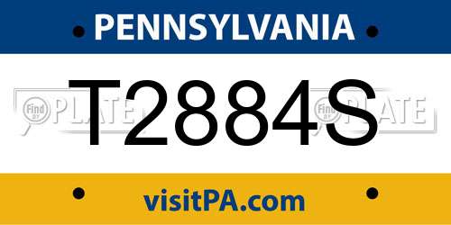 T2884S Pennsylvania License Plate