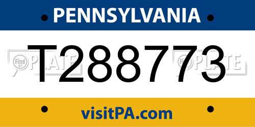 T288773 Pennsylvania License Plate