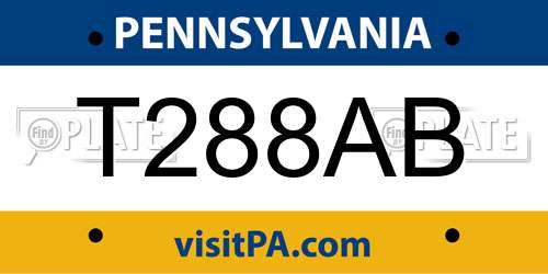 T288AB Pennsylvania License Plate