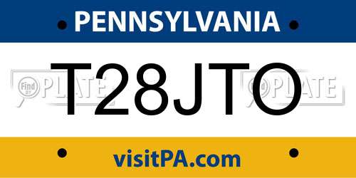 T28JTO Pennsylvania License Plate