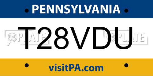 T28VDU Pennsylvania License Plate