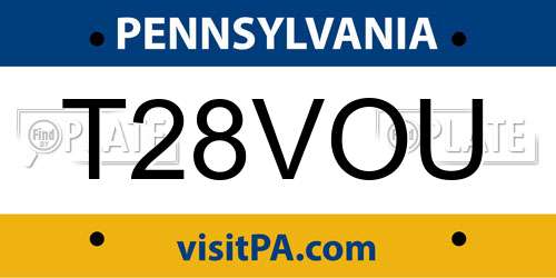 T28VOU Pennsylvania License Plate