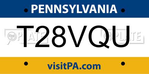 T28VQU Pennsylvania License Plate