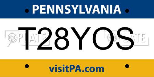 T28YOS Pennsylvania License Plate