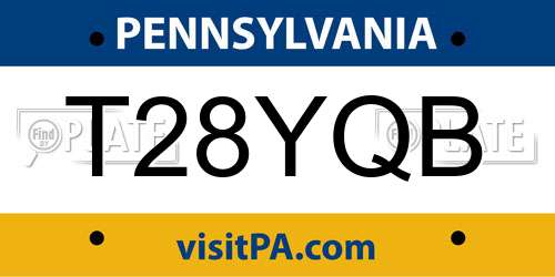 T28YQB Pennsylvania License Plate