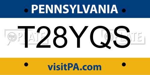 T28YQS Pennsylvania License Plate