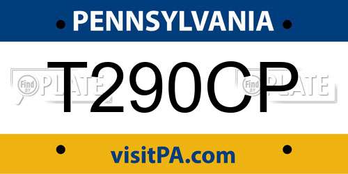 T290CP Pennsylvania License Plate