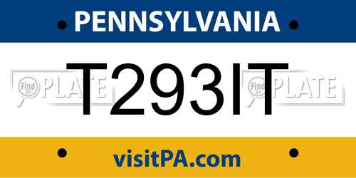 T293IT Pennsylvania License Plate