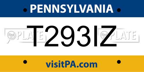 T293IZ Pennsylvania License Plate