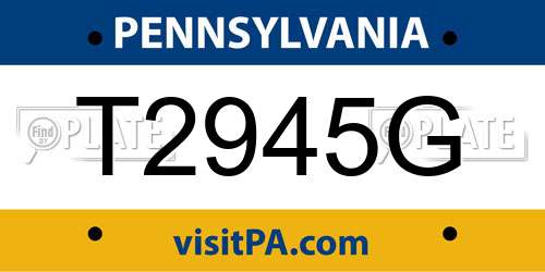 T2945G Pennsylvania License Plate