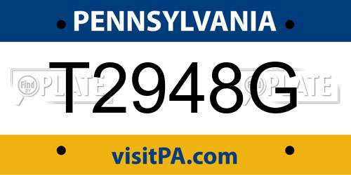 T2948G Pennsylvania License Plate