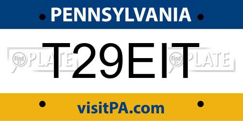 T29EIT Pennsylvania License Plate
