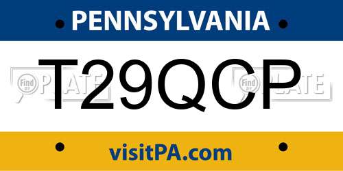 T29QCP Pennsylvania License Plate