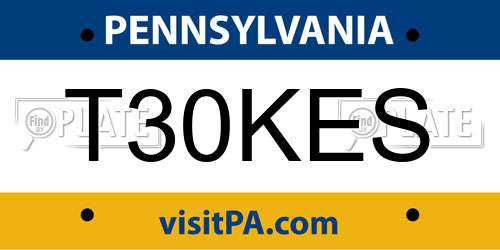 T30KES Pennsylvania License Plate