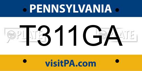 T311GA Pennsylvania License Plate
