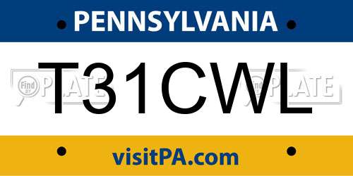 T31CWL Pennsylvania License Plate
