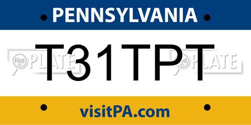 T31TPT Pennsylvania License Plate