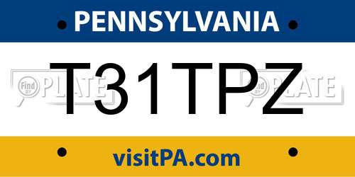 T31TPZ Pennsylvania License Plate