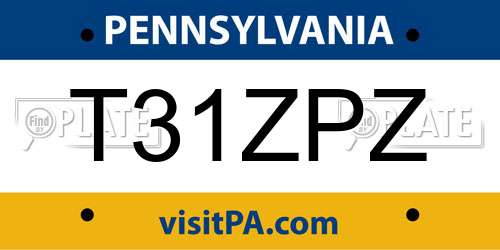 T31ZPZ Pennsylvania License Plate