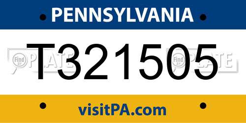 T321505 Pennsylvania License Plate