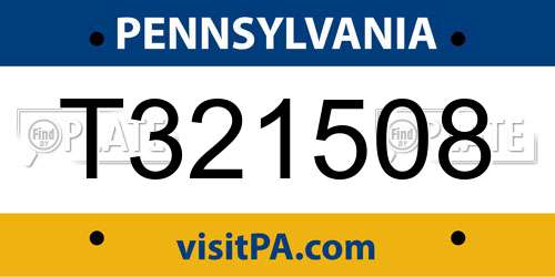T321508 Pennsylvania License Plate
