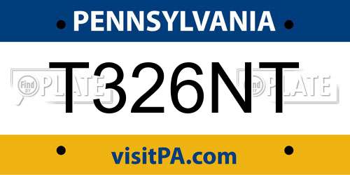 T326NT Pennsylvania License Plate