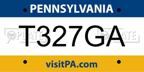 T327GA Pennsylvania License Plate
