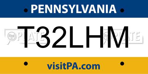 T32LHM Pennsylvania License Plate