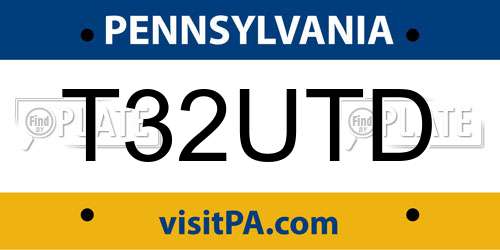 T32UTD Pennsylvania License Plate