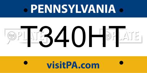 T340HT Pennsylvania License Plate