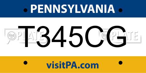 T345CG Pennsylvania License Plate