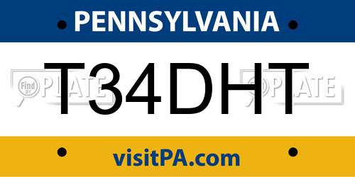 T34DHT Pennsylvania License Plate