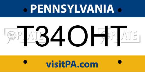 T34OHT Pennsylvania License Plate