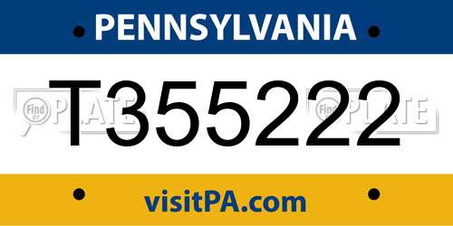 T355222 Pennsylvania License Plate